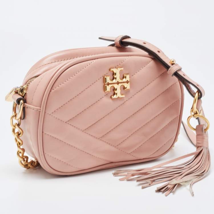 Pre Owned Tory Burch Pink Leather Kira Camera Crossbody Bag