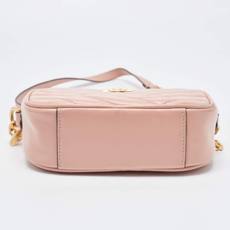 Pre Owned Tory Burch Pink Leather Kira Camera Crossbody Bag