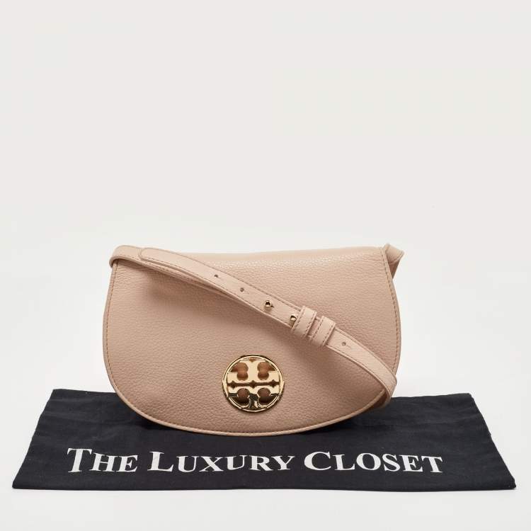 Pre Owned Tory Burch Pink Leather Britten Crossbody Bag