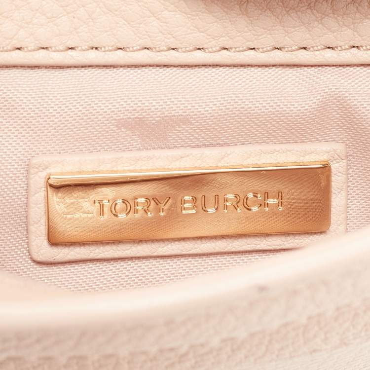 Pre Owned Tory Burch Pink Leather Britten Crossbody Bag