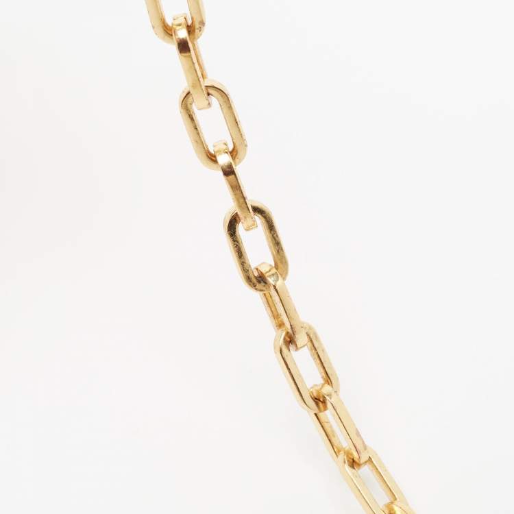 Pre Owned Tory Burch Gold Laminated Leather Reva Logo Crossbody Bag