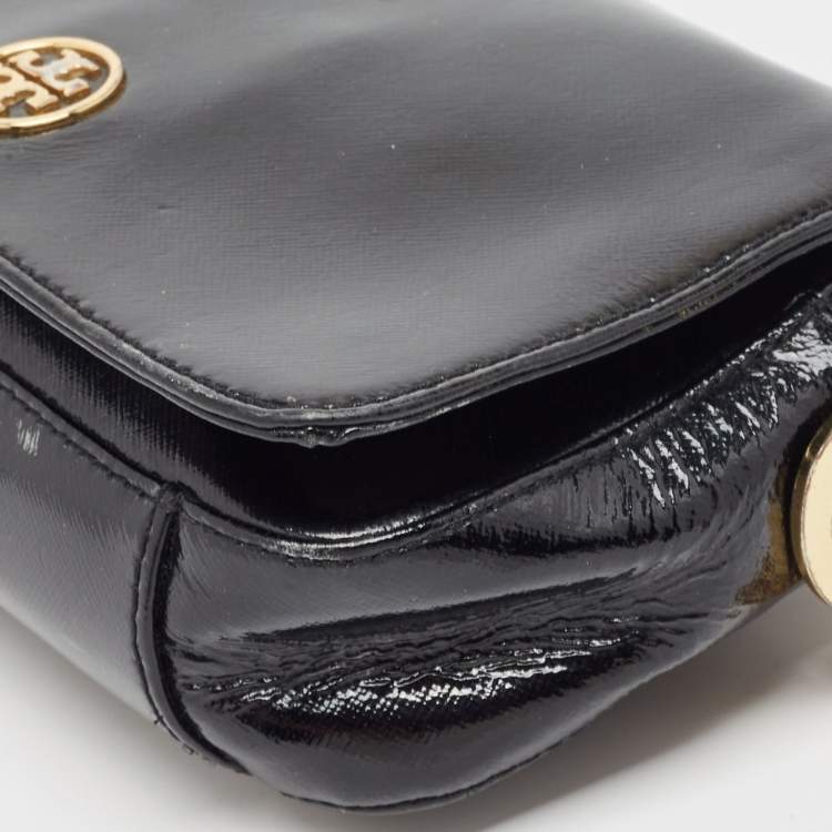 Pre Owned Tory Burch Black Saffiano Patent Leather Robinson Shoulder Bag