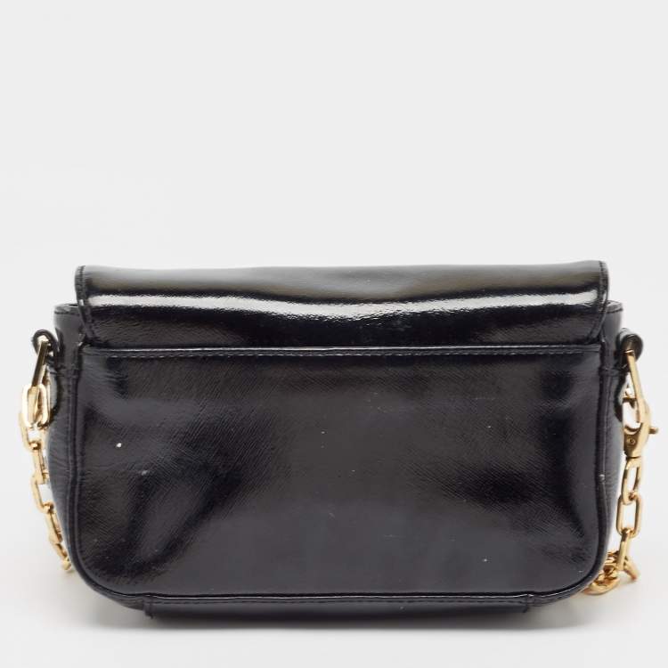 Pre Owned Tory Burch Black Saffiano Patent Leather Robinson Shoulder Bag