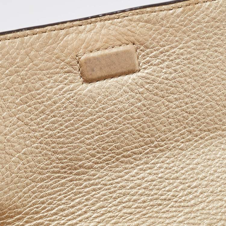 Pre Owned Tory Burch Gold Leather Mcgraw Crossbody Bag
