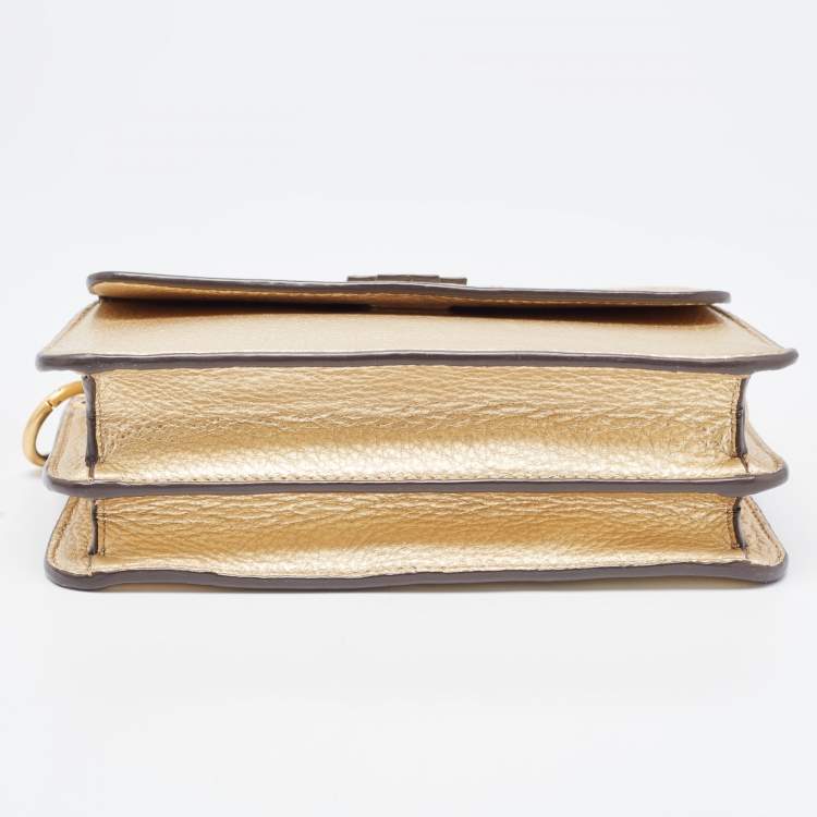 Pre Owned Tory Burch Gold Leather Mcgraw Crossbody Bag