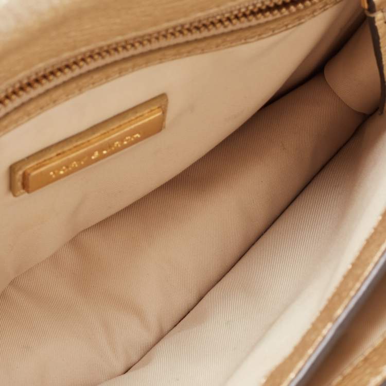 Pre Owned Tory Burch Gold Leather Mcgraw Crossbody Bag