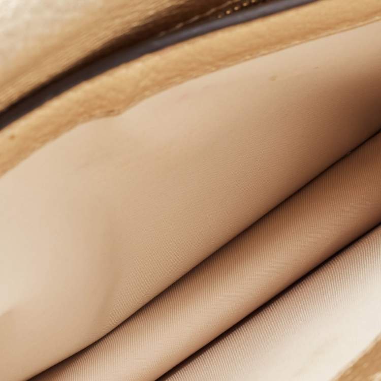 Pre Owned Tory Burch Gold Leather Mcgraw Crossbody Bag