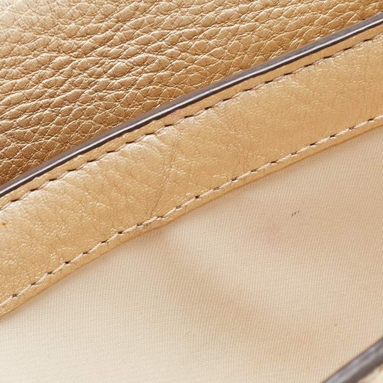 Pre Owned Tory Burch Gold Leather Mcgraw Crossbody Bag