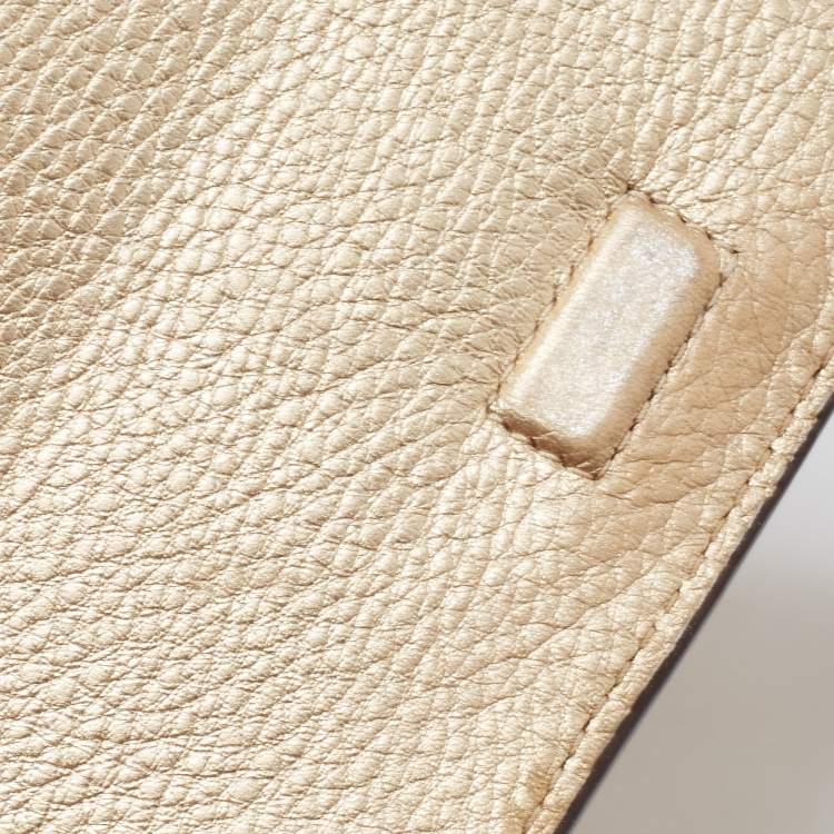 Pre Owned Tory Burch Gold Leather Mcgraw Crossbody Bag