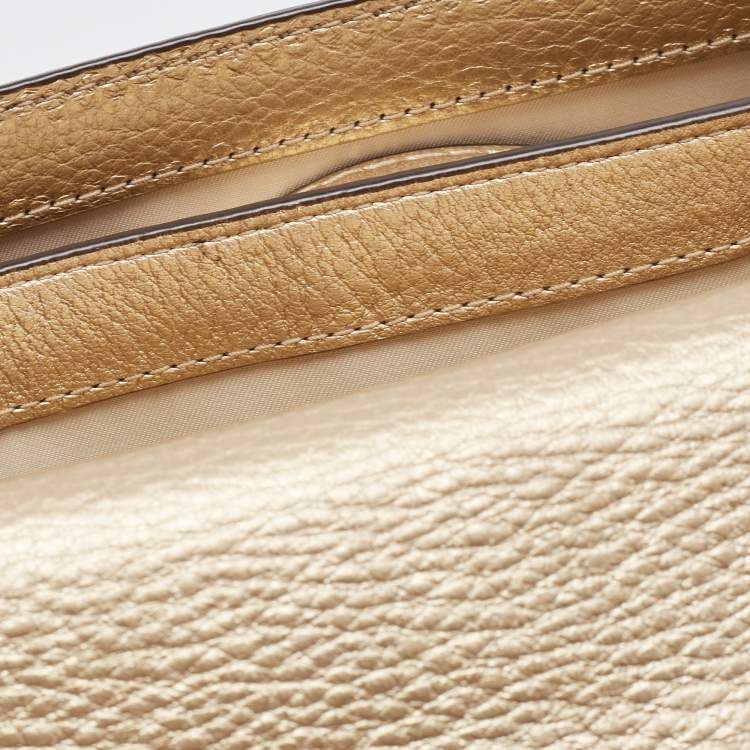 Pre Owned Tory Burch Gold Leather Mcgraw Crossbody Bag