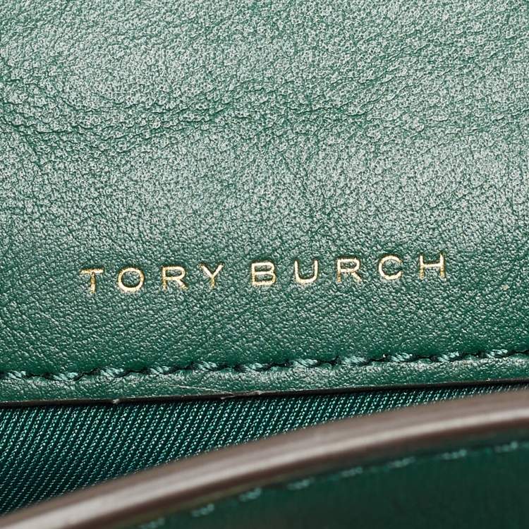 Pre Owned Tory Burch Green/Off-White Python Print Leather And Leather Kira Belt Bag