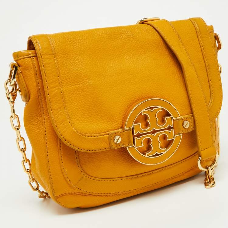 Pre Owned Tory Burch Mustard Leather Amanda Shoulder Bag