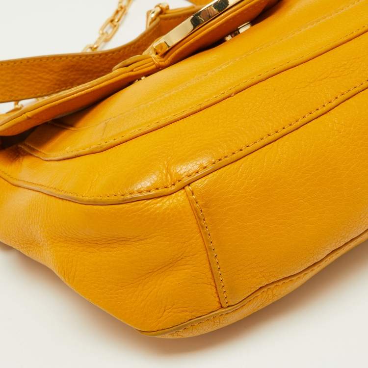 Pre Owned Tory Burch Mustard Leather Amanda Shoulder Bag