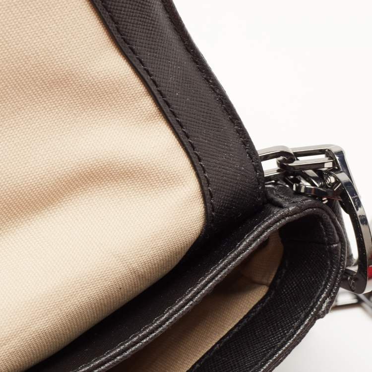 Pre Owned Tory Burch Black Leather Robinson Flap Crossbody Bag