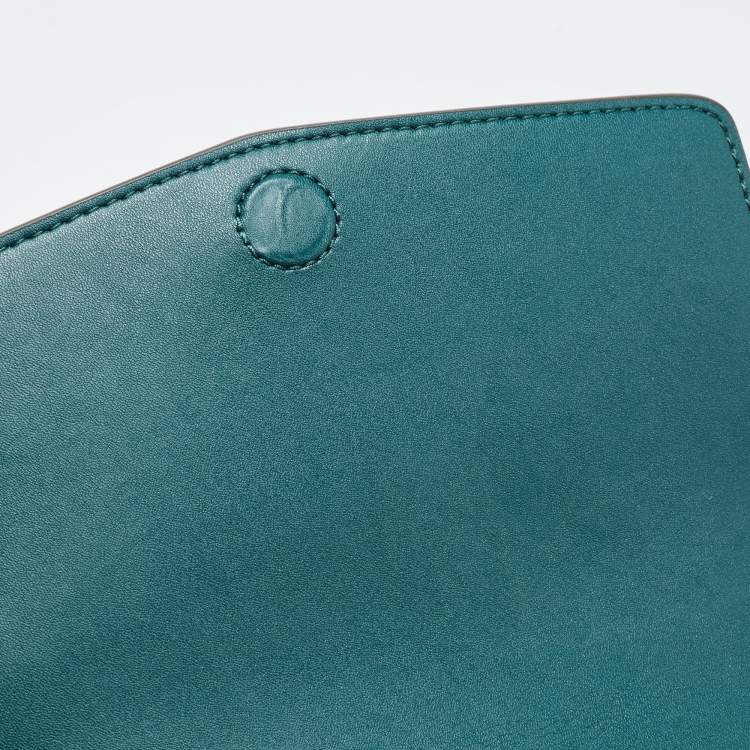 Pre Owned Tory Burch Green Croc Embossed Leather Emerson Crossbody Bag