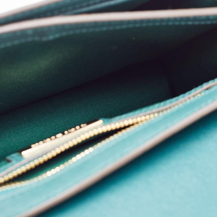 Pre Owned Tory Burch Green Croc Embossed Leather Emerson Crossbody Bag