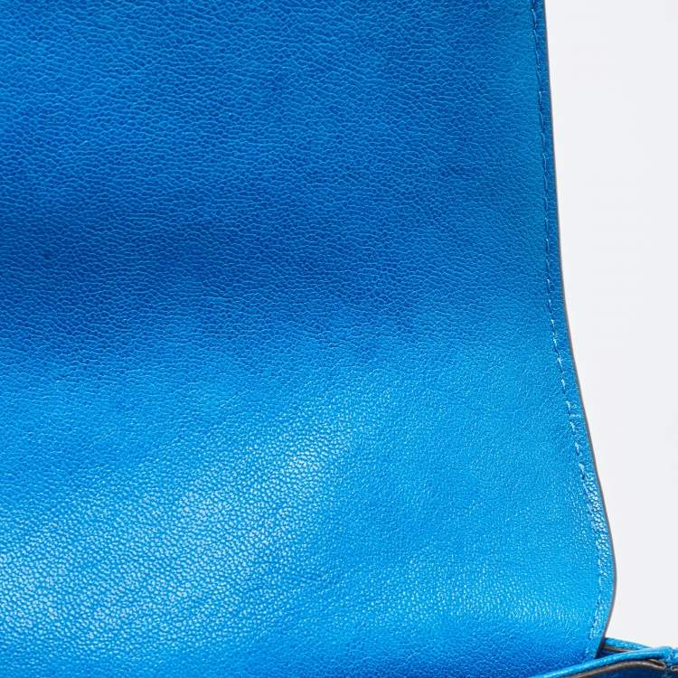 Pre Owned Tory Burch Blue Leather Fleming Shoulder Bag