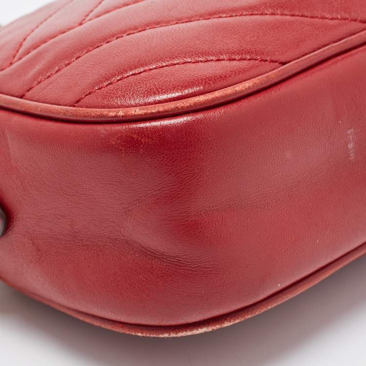 Pre Owned Tory Burch Red Leather Kira Camera Crossbody Bag