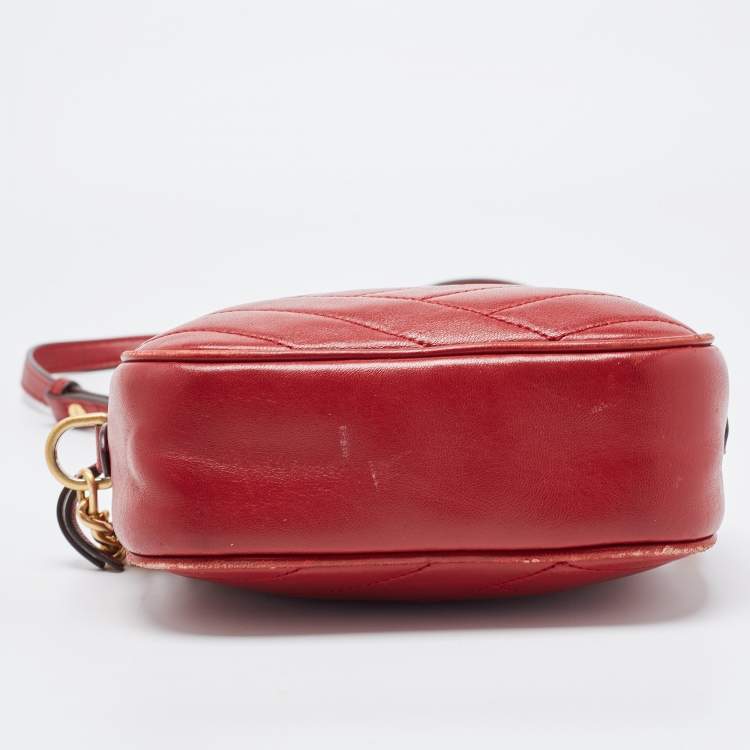 Pre Owned Tory Burch Red Leather Kira Camera Crossbody Bag