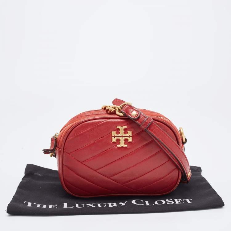 Pre Owned Tory Burch Red Leather Kira Camera Crossbody Bag