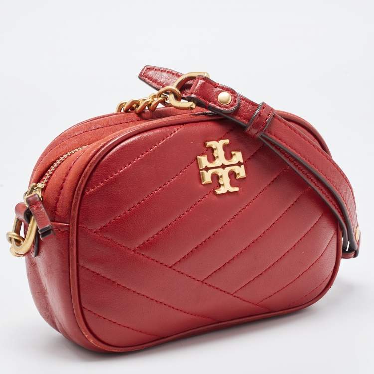 Pre Owned Tory Burch Red Leather Kira Camera Crossbody Bag