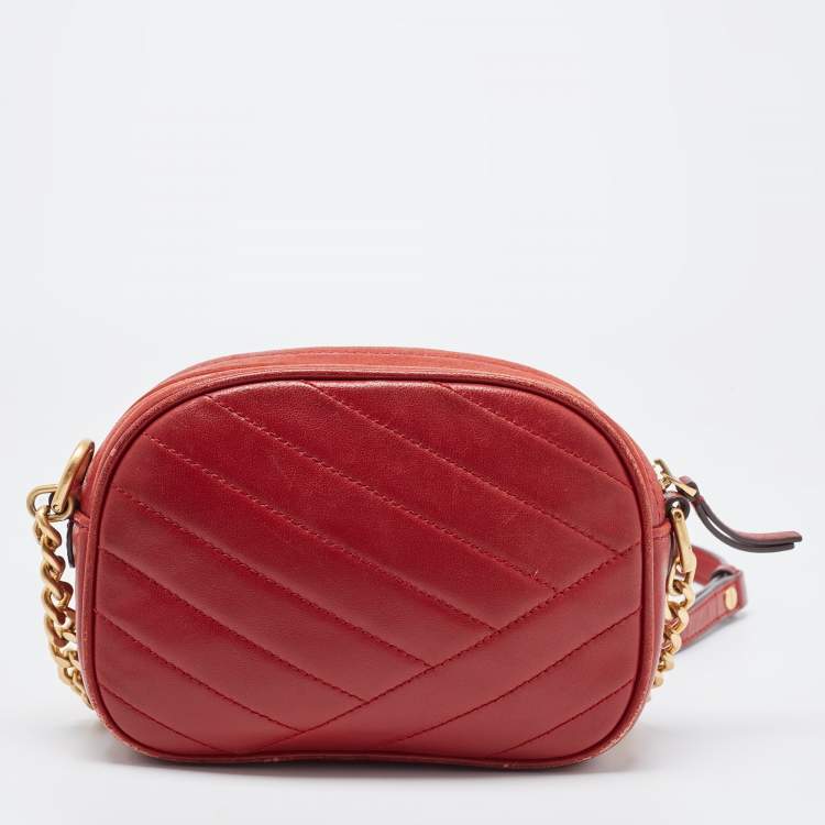 Pre Owned Tory Burch Red Leather Kira Camera Crossbody Bag