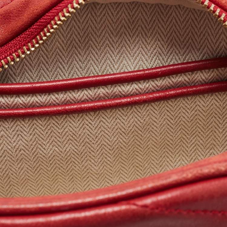 Pre Owned Tory Burch Red Leather Kira Camera Crossbody Bag