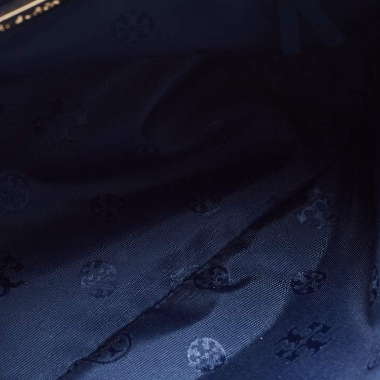 Pre Owned Tory Burch Blue Leather McGraw Slouchy Tote