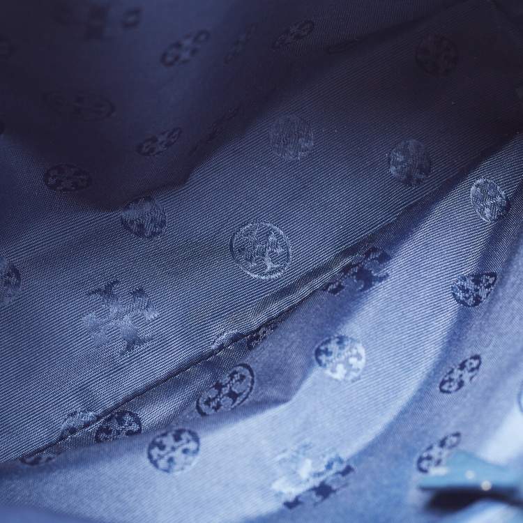 Pre Owned Tory Burch Blue Leather McGraw Slouchy Tote