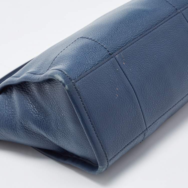 Pre Owned Tory Burch Blue Leather McGraw Slouchy Tote