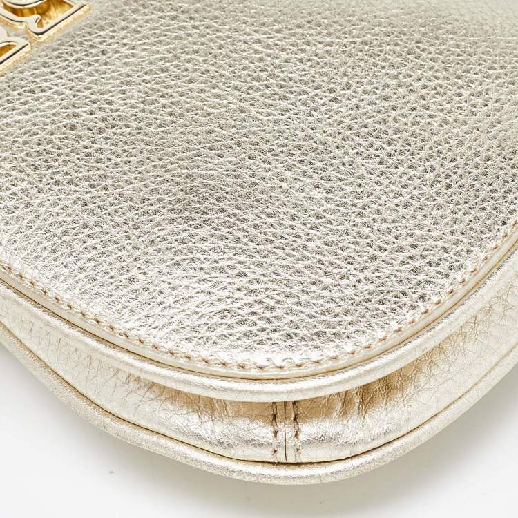 Pre Owned Tory Burch Gold Leather Britten Crossbody Bag