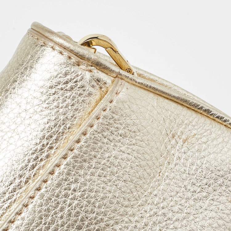 Pre Owned Tory Burch Gold Leather Britten Crossbody Bag