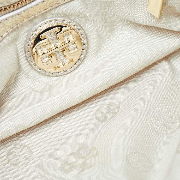 Pre Owned Tory Burch Gold Leather Britten Crossbody Bag