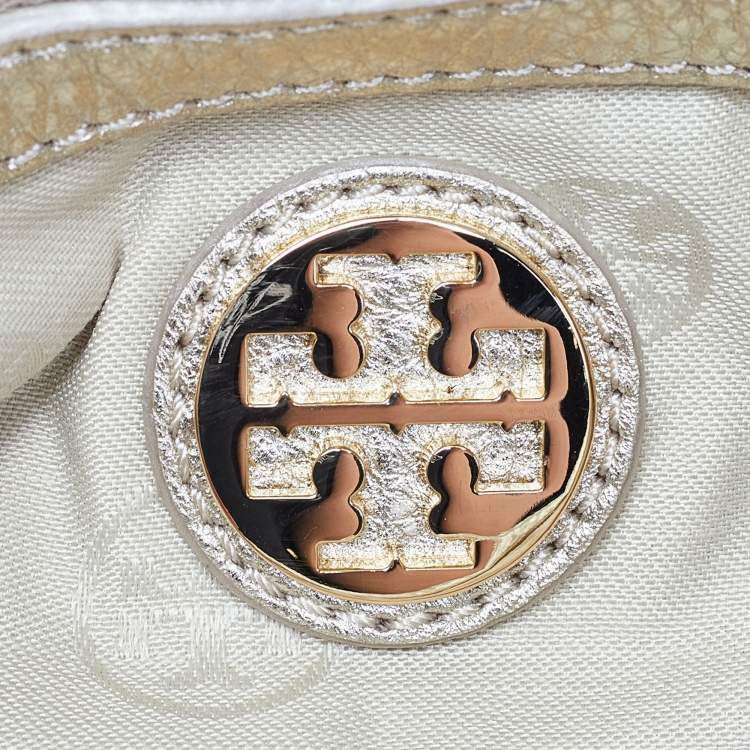 Pre Owned Tory Burch Gold Leather Britten Crossbody Bag