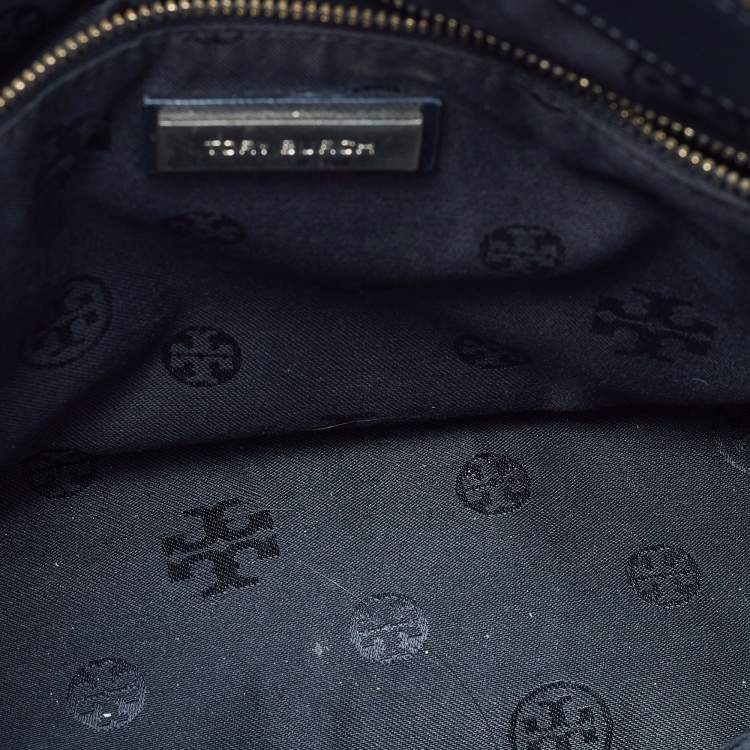 Pre Owned Tory Burch Black Leather Double Zip Robinson Tote 