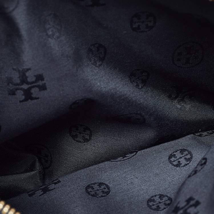 Pre Owned Tory Burch Black Leather Double Zip Robinson Tote 