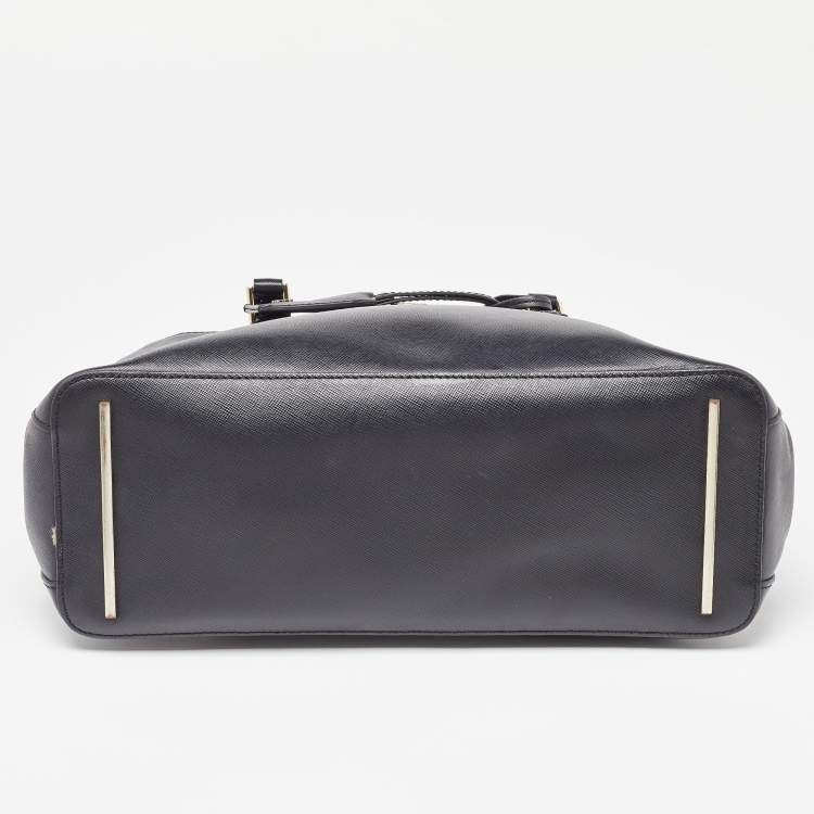 Pre Owned Tory Burch Black Leather Double Zip Robinson Tote 