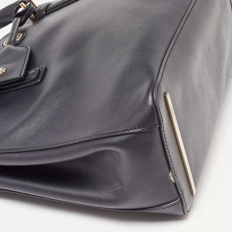 Pre Owned Tory Burch Black Leather Double Zip Robinson Tote 