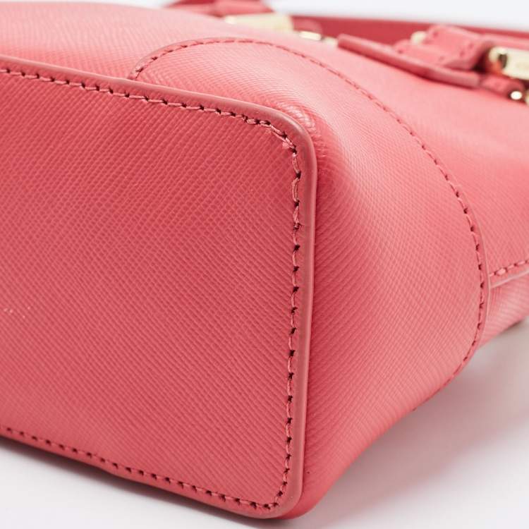 Pre Owned Tory Burch Pink Leather Micro Robinson Satchel