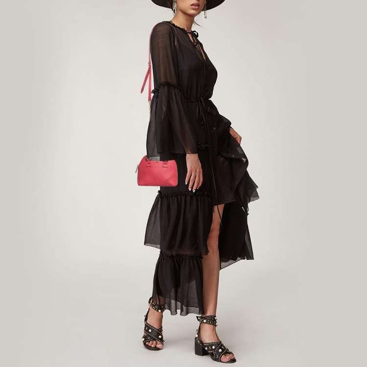 Pre Owned Tory Burch Pink Leather Micro Robinson Satchel