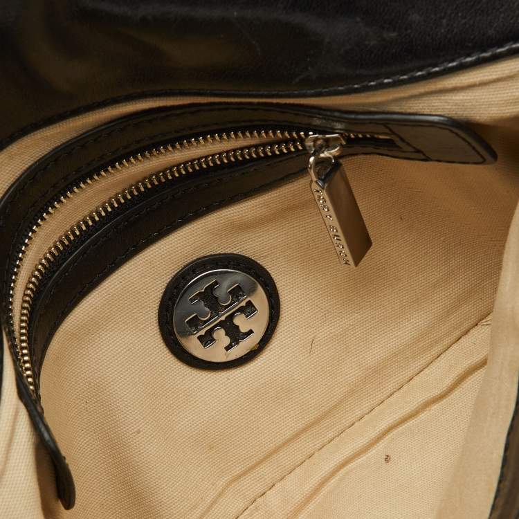 Pre Owned Tory Burch Black Leather Reva Crossbody Bag