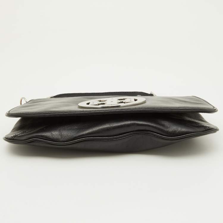 Pre Owned Tory Burch Black Leather Reva Crossbody Bag