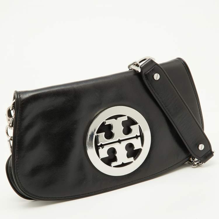 Pre Owned Tory Burch Black Leather Reva Crossbody Bag