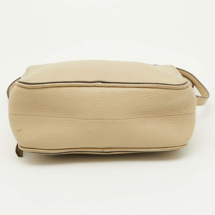 Pre Owned Tory Burch Beige Leather Double Zip Camera Bag