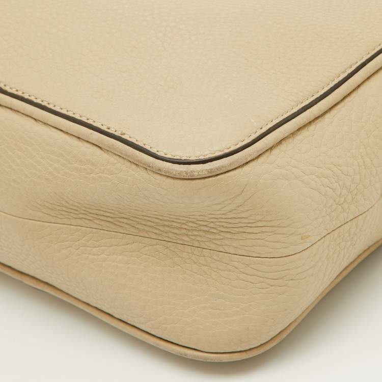 Pre Owned Tory Burch Beige Leather Double Zip Camera Bag