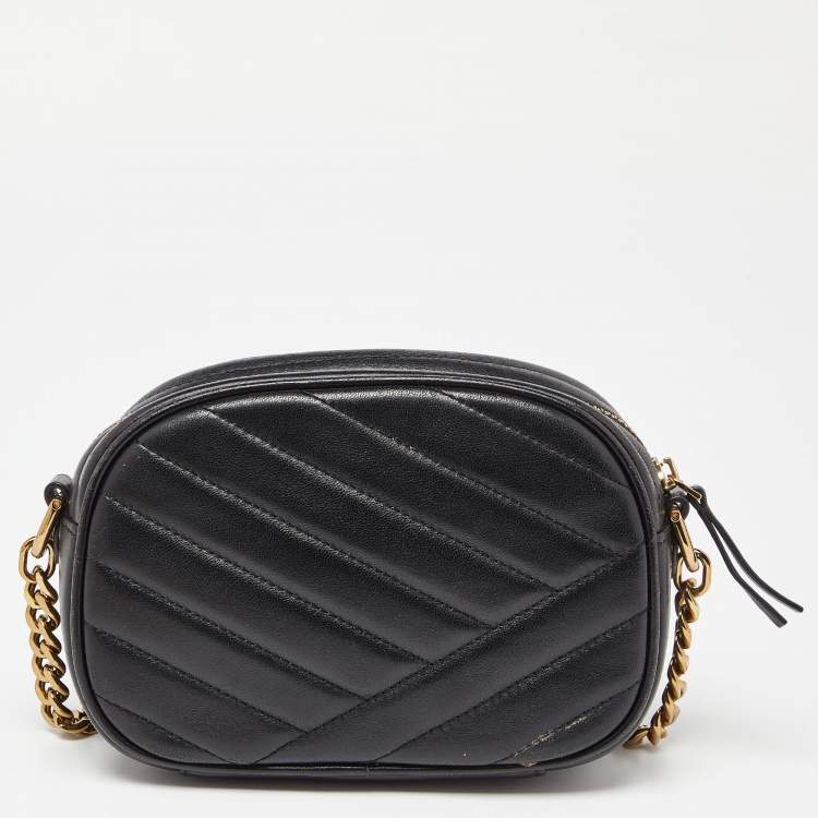 Pre Owned Tory Burch Black Leather Kira Camera Crossbody Bag