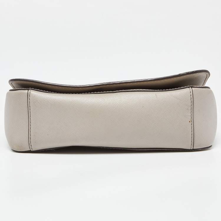 Pre Owned Tory Burch Beige Leather Flap Crossbody Bag