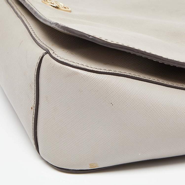 Pre Owned Tory Burch Beige Leather Flap Crossbody Bag