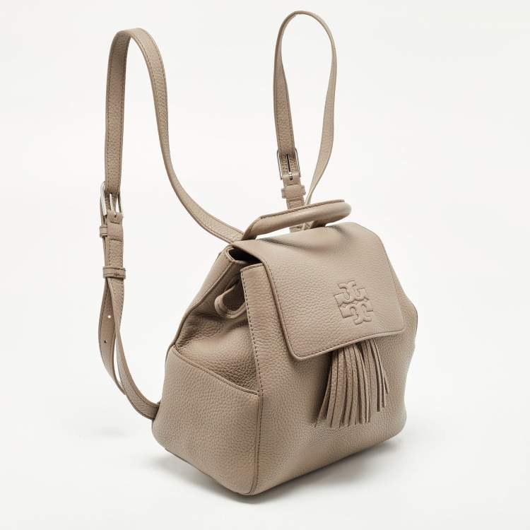 Pre Owned  Tory Burch Grey Leather Tassel Backpack