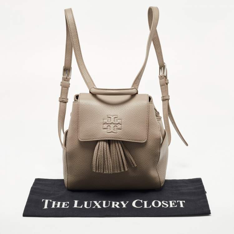 Pre Owned  Tory Burch Grey Leather Tassel Backpack